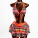 Red Ethnic Print Bikini Set Women's Sexy Two-Piece Swimsuit Bohemian Beach And Resort Wear Clothing_ecoleips.com