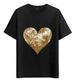 Women's T-Shirts Tshirt Muscle Freaks Golden Heart Sequin Style_ecoleips.com