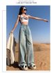 Light Blue Wide-leg Jeans For Women, Spring/autumn 2024, New Early Spring Design, High-waisted, Slimming, Narrow_ecoleips.com