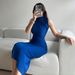 European And American Style 2024 Summer New Solid Color Slit High Waist Slim Sexy Sleeveless Long Women's_ecoleips.com