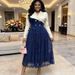 Women's Lace Patchwork Dress Slimming A-Line Pleated Mid-Length Full Skirt New Style Flowing Dress_ecoleips.com