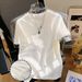 Women's Casual Short Sleeve T-Shirt Round Neck Heart Shaped Sequined Pattern New Summer Top_ecoleips.com
