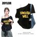 Elegant Summer One Shoulder T Shirt Women Fake Two-piece Oversize Graphic T Shirts Short Sleeve Off Shoulder Top Sport Casual_ecoleips.com