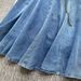 Design Sense V Neck Wood Ear Edge Stitching Single Breasted Waist Slimming Temperament Knee Length Denim Dress_ecoleips.com