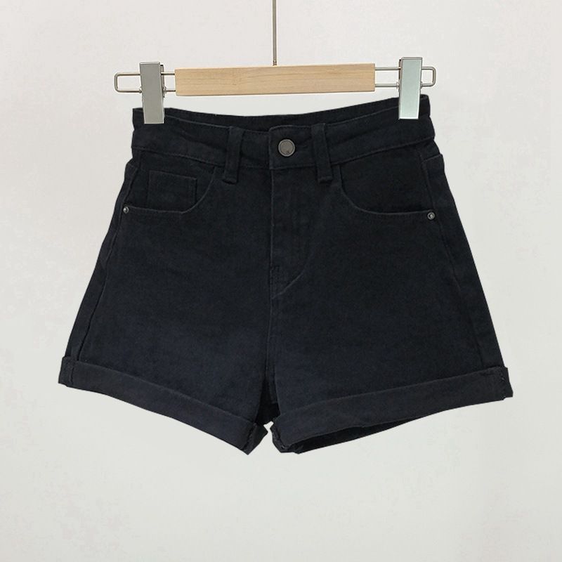 2025s New Trendy INS Denim Shorts For Women Summer Loose High Waist Korean Style A-Line Wide Leg Slimming Versatile Rolled Hem_ecoleips.com