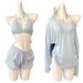 Women's 4-Piece Swimsuit Set Bikini With Cover-Up Shorts & Flowy Beach Shirt_ecoleips.com