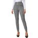 European American Foreign Trade Women's Leggings, Elegant Plaid Print With Button Decoration, Black And White_ecoleips.com