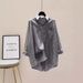 Women's Clothing Printed Long Sleeved Shirt For Women Spring And Autumn Literary Loose Simple Mid Length Cardigan Shirt_ecoleips.com