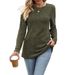 Autumn Women's Wear Round-Neck, Brushed, Striped Knitted Solid Color Long-Sleeved T-Shirt For Women_ecoleips.com