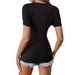 Women's Clothing Summer Cross Waist Slim V Neck Solid Color High Elastic Yoga Fitness Design Pregnant Women T Shirt Tops_ecoleips.com