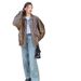 Brown Leather For Women, Hong Kong Style 2024 New Autumn High-end Loose American Retro Biker Jacket_ecoleips.com