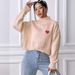 Aria Basics Aria Basics Women's Short Top, Cross-Border European And American Fashion, High-Neck Pullover Sweater, Loose Fit With Heart_ecoleips.com