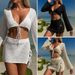 Sexy Strappy Bikini Set – Halter Neck & High-Waist Skirt (S/M/L, White/Black/Beige)"_ecoleips.com