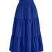 Women's Solid Color Patchwork Pleated Midi Skirt with Elastic Pocket Casual Vintage Style Bottoms_ecoleips.com