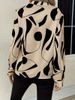 K Women's New Casual Long Sleeved Shirt With Geometric Print V-neck Shirt_ecoleips.com