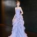 Purple Strapless Evening Gown Ethereal Luxurious Princess Style Dress For Engagements Runway Shows Women's Party Wear_ecoleips.com