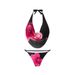 Women's Floral Sheer Cover-Up Bikini Set – High-Waisted Swimsuit With Skirt & Matching Sarong (Blue/Black/Pink, S-XL)_ecoleips.com