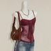 Vintage-Inspired Crisscross Back Cami Top For Women, Strappy Slim-Fit Sleeveless Bustier In Wine Red, Blue, Brown_ecoleips.com