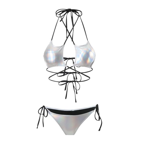European And American Style Sexy Hot Stamped Five Star Drawstring Strap Two Piece Swimsuit Bikini for Women Cross Border E Commerce 2025 New_ecoleips.com