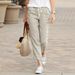 Women's Clothing Spring And Autumn New Solid Color Loose Casual Drawstring Elastic Waist Cotton And Linen Trousers_ecoleips.com