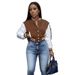 Women's Color Block Jacket Autumn Single Breasted Letter Baseball Sports Outerwear_ecoleips.com