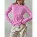 Women's Autumn/Winter Round-Neck Knit Base Layer With Simple Yet Fashionable Patchwork Design, Paired With A White Long-_ecoleips.com
