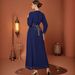 ZF4067 Spring Summer New Muslim Abaya Saudi Dubai Turkey Clothing Blue Dress_ecoleips.com