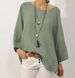 Women's Clothing Women's Solid Color Cotton Linen Round Neck Raglan Sleeve Top Three Quarter Length Shirt For Formal & Casual_ecoleips.com