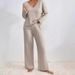Women's Clothing New V Neck Loose Casual Pit Stripe Brushed Long Sleeve Suit_ecoleips.com