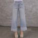 Women's Relaxed Fit Mid-Rise Straight Leg Washed Denim Jeans For Casual Streetwear (Light Blue, Dark Blue) - S/M/L/XL_ecoleips.com