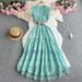 Women's Clothing Collar Hollow Embroidery Lace Stitching Sleeveless Waist Slimming Elegant Dress_ecoleips.com