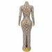 Elegant Mesh Long Dress With Sparkling Rhinestones - Sexy Sheer Party Gown For Fashion Shows & Evening Events_ecoleips.com