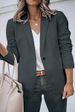 Versatile Long Sleeve Blazer For Women - Solid Color Casual Blazer With Notch Lapel, Single Button Closure, Lightweight Polyester-Spandex Blend_ecoleips.com