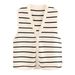 Women's clothing Y2K women's style new fashion sleeveless V-neck knitted striped vest vest for women F8087_ecoleips.com