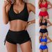 European And American Style Sexy Solid Color Women's Swimsuit Bikini 2025 Cross Border New Design_ecoleips.com