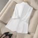 White Casual Blazer Jacket for Women Thin 3/4 Sleeve Lightweight European American Style Outerwear_ecoleips.com
