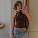 Slim Fit Mandarin Collar Button Front Sleeveless Top For Women, Solid Color Sexy Casual Tank Tops Comfortable & Flexible Fabric_ecoleips.com