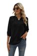 Verve Women's Spring Summer New Stand Collar Mid Sleeve Shirt Jacquard Pom-Pom Casual Loose Top_ecoleips.com