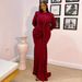 Spring Women's Solid Color Pleated Slim Long Dress Casual Elegant Fashion High End Socialite American Style_ecoleips.com