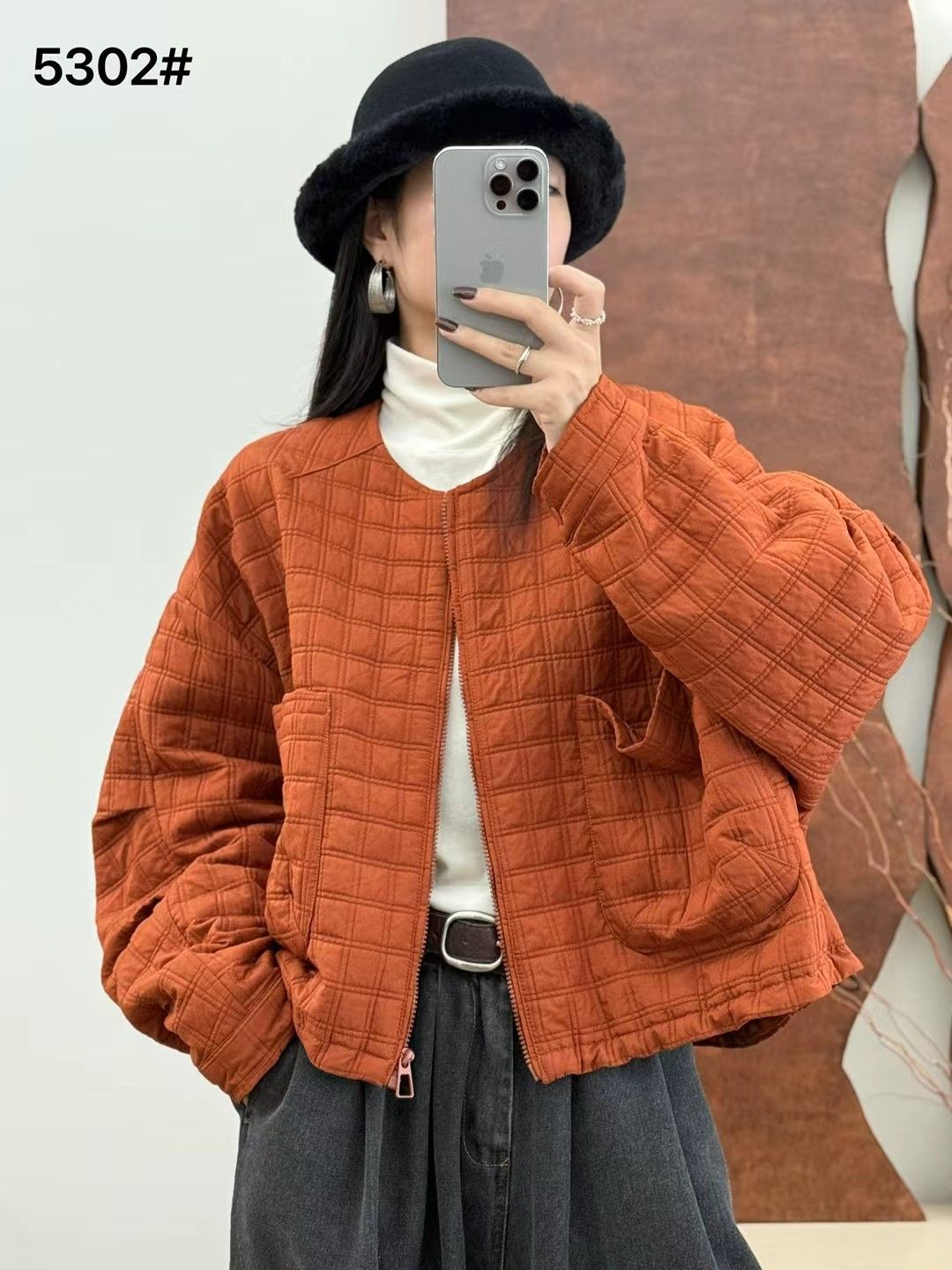 girl Winter New Retro Loose Round Neck Single-Breasted Quilted Warm Large Pocket Cotton Jacket_ecoleips.com