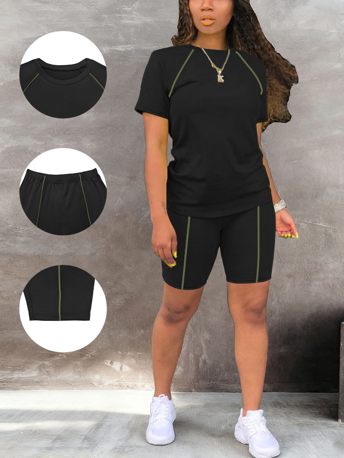 Women's Short Sleeve Round Neck Top & Shorts 2-Piece Set | Casual Summer Outfit | Lounge And Beach Coordinated Ensemble_ecoleips.com