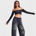 Retro Distressed Patchwork High-Waisted Drawstring Loose Slim Fit Jeans for Women 2025 European And American Style Cross Border Hot Selling_ecoleips.com