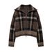 Aria Basics TAOP&ZA New Autumn European And American Style Women's Plaid Knitted Aviator Jacket 5802106_ecoleips.com