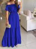Women's Dress One-line Collar Spring And Summer Short-sleeved New Green Long Dress Fashion Casual Loose Beach Party Dresses Robe_ecoleips.com