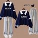 Teen Girls' Polo Neck Sweatshirt Set – Long Sleeve Cotton Top + Jogger Pants (XS-XL) | Cute Cartoon Print & Streetwear Style_ecoleips.com