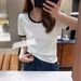 The 2026 Color-Coordinated Short-Sleeved T-Shirt With A U-Shaped Neckline And Straight Shoulders Is A Stylish, Versatile_ecoleips.com
