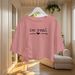 New Sweet Wind Waist Short Letter Printed Round Neck Drawstring T-shirt Women's Wear_ecoleips.com