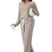 Women's V Neck Knitted Pajama Set Autumn Arrival Casual Comfortable_ecoleips.com