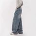 Autumn And Winter American Retro Rhinestone Jeans, Spicy Girl Style, Loose Straight-leg Jeans For Women, High Street_ecoleips.com