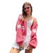 Women's Clothing Women's Autumn New Style Sweet Flower Pattern Sweater Cardigan Loose Short Knitted Women's Sweater_ecoleips.com